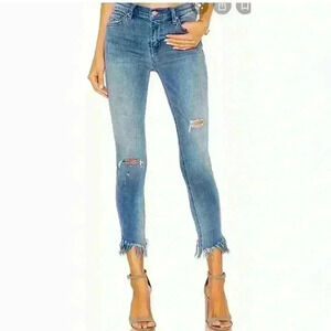 Free People Great Heights Frayed Fringe Skinny Jeans 25